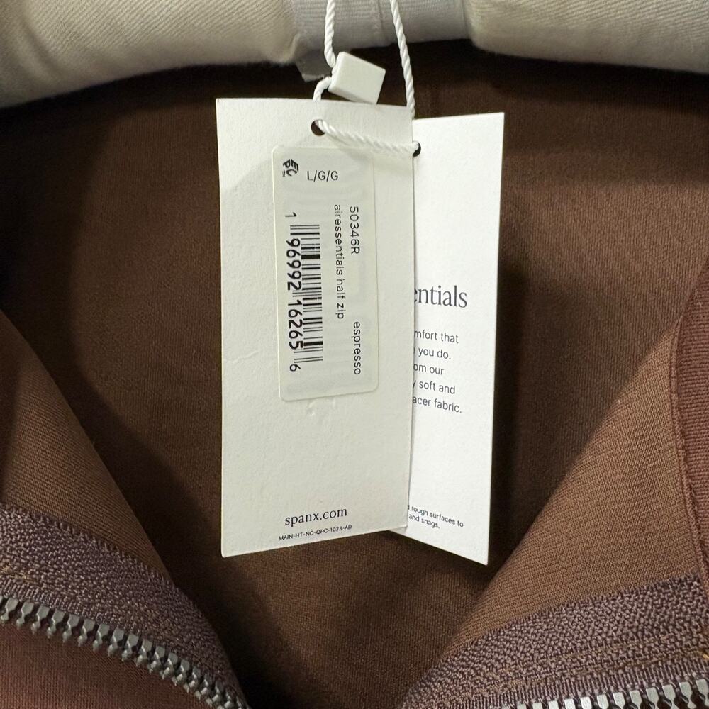 SPANX AirEssentials Half Zip Pullover Espresso Brown Soft Stretch Large NWT - Picture 10 of 15